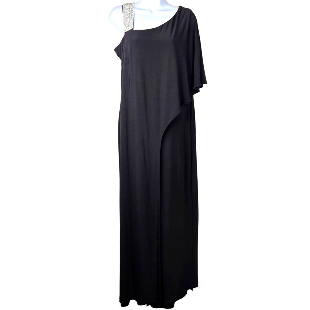 R&M Richards Asymmetrical Caplet Womens Jumpsuit with Rhinestone Strap Size 14 - Picture 1 of 8